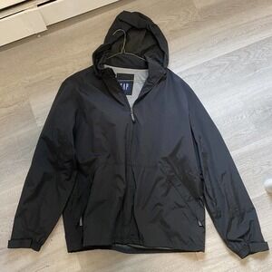 GAP Jacket Mens L Large Nylon Full Zip Black Wind Rain Vintage 1990s Excellent